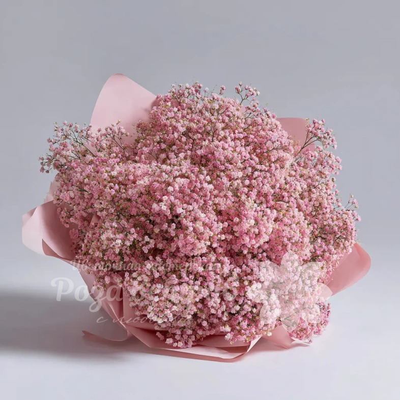 Монобукет из розовой гипсофилы