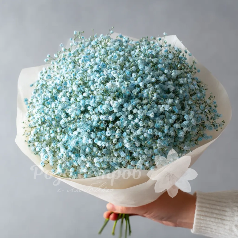 Монобукет из голубой гипсофилы