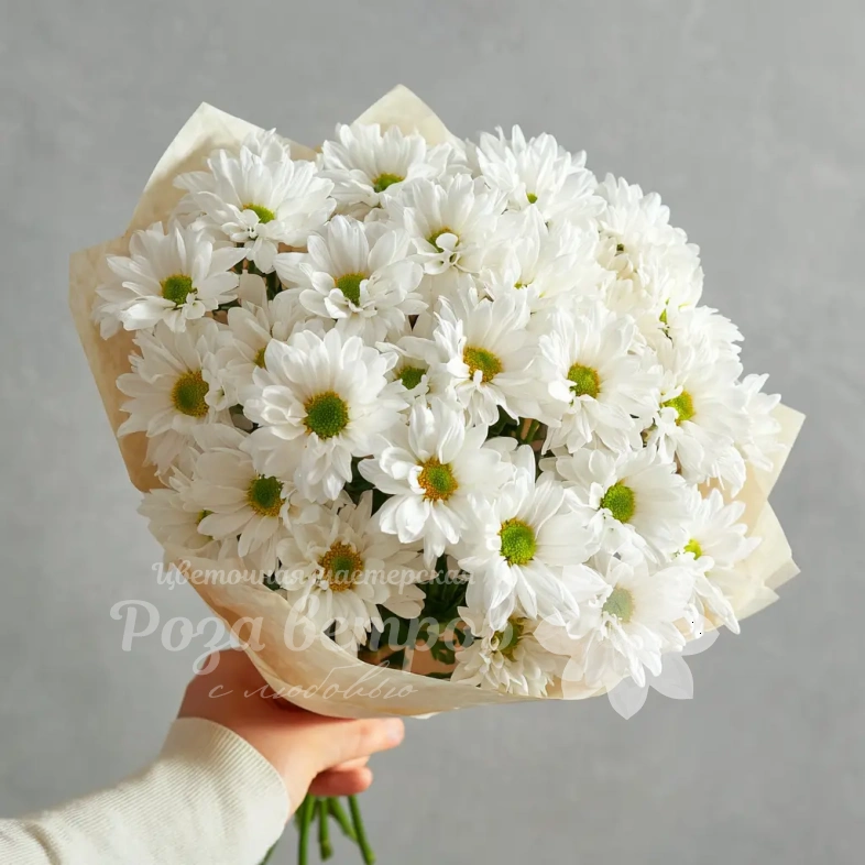 Монобукет из белых хризантем