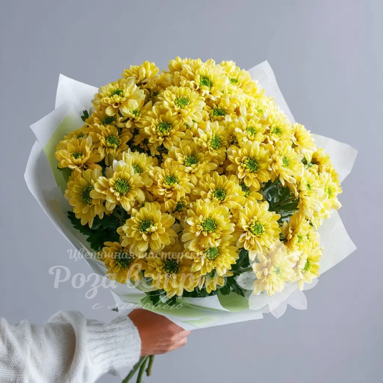 Монобукет из хризантем &laquo;Солнечное касание&raquo;