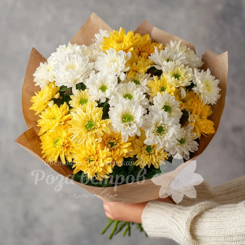 Монобукет из хризантем &laquo;Подарок сентября&raquo;