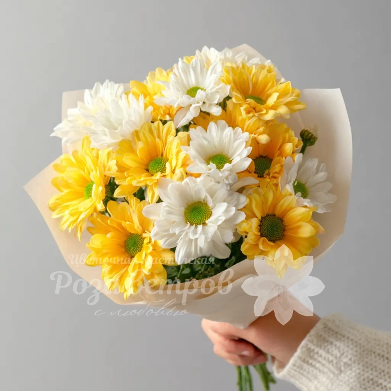 Монобукет из хризантем &laquo;Лучик солнца&raquo;
