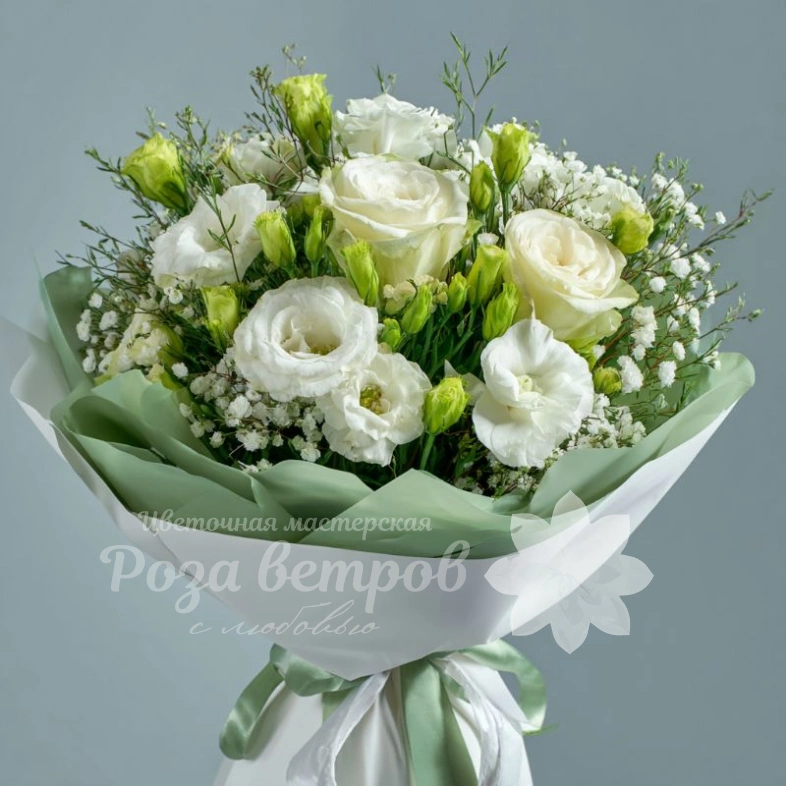 Букет с эустомами &laquo;Белый перезвон&raquo;