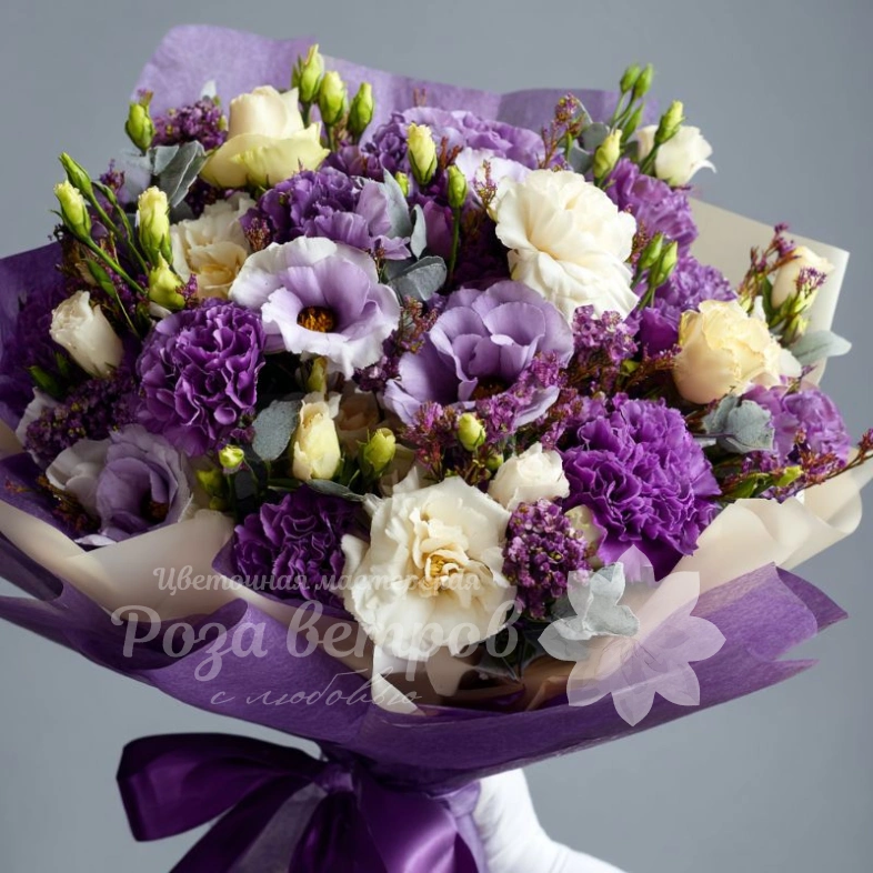 Букет с эустомами &laquo;Сиреневый шепот&raquo;