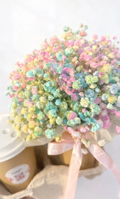 Комбо кофе + композиция из гипсофилы