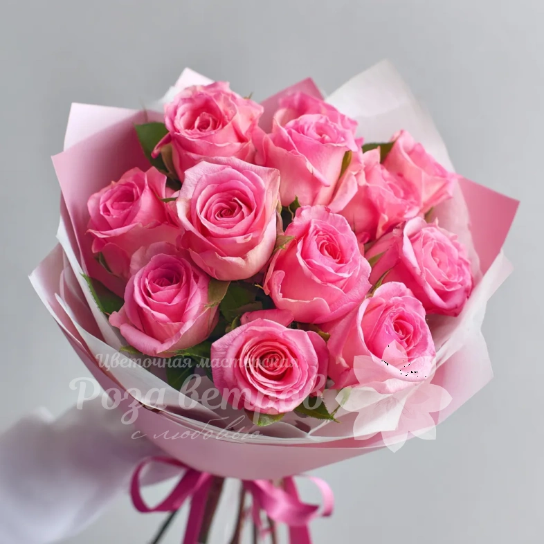 15 розовых кенийских роз