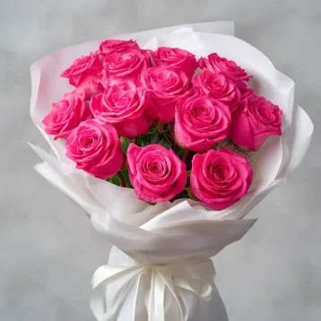 15 розовых роз 50 см